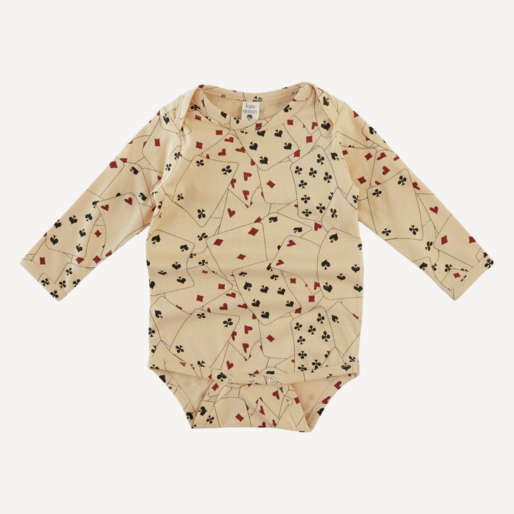 long sleeve lap neck bodysuit | playing cards | organic cotton jersey