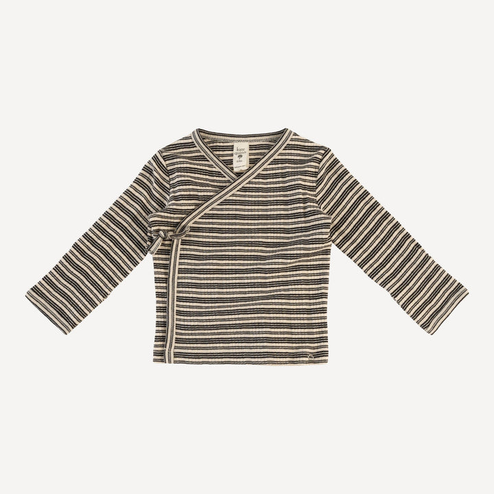 wrap layette set | black stripe | organic cotton multi rib