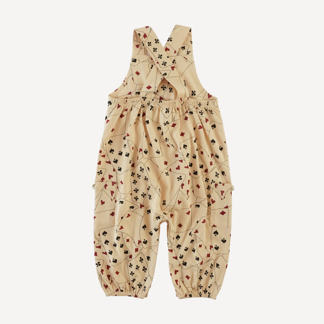 gathered bubble pocket overall | playing cards | organic cotton jersey