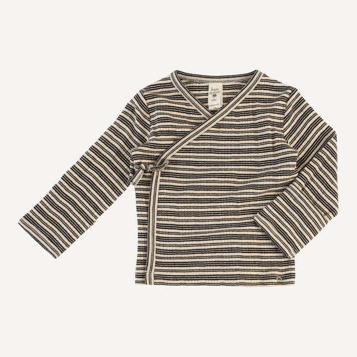 wrap layette set | black stripe | organic cotton multi rib