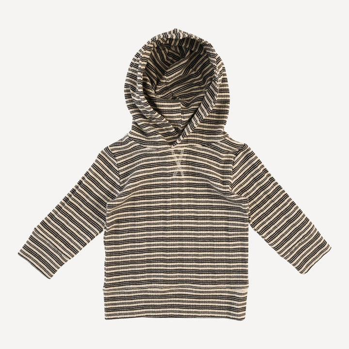 long sleeve essential skinny hoodie | black stripe | organic cotton multi rib