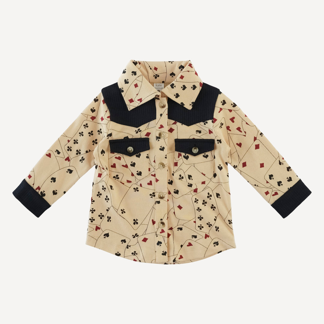 long sleeve cowboy shirt | playing cards | organic cotton jersey