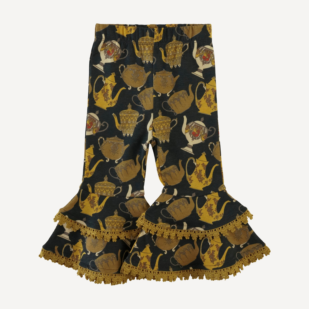laced anne pant | gold teapots | organic cotton jersey