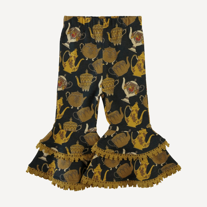 laced anne pant | gold teapots | organic cotton jersey