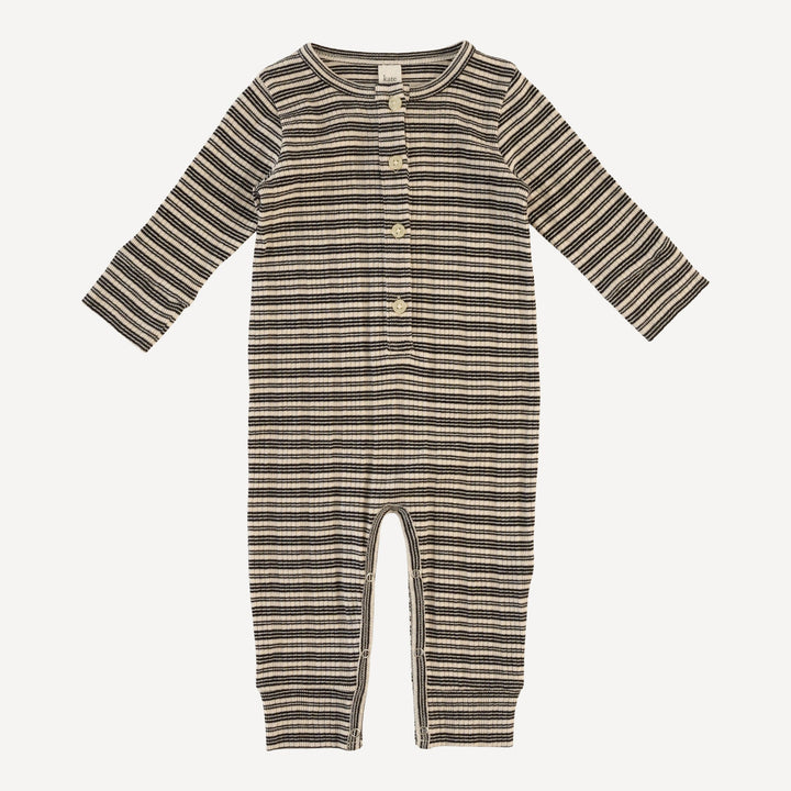 long sleeve sport union suit | black stripe | organic cotton multi rib