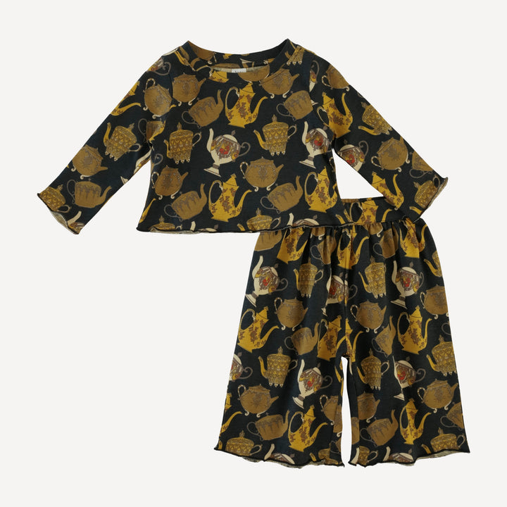 long sleeve jade set | gold teapots | organic cotton jersey