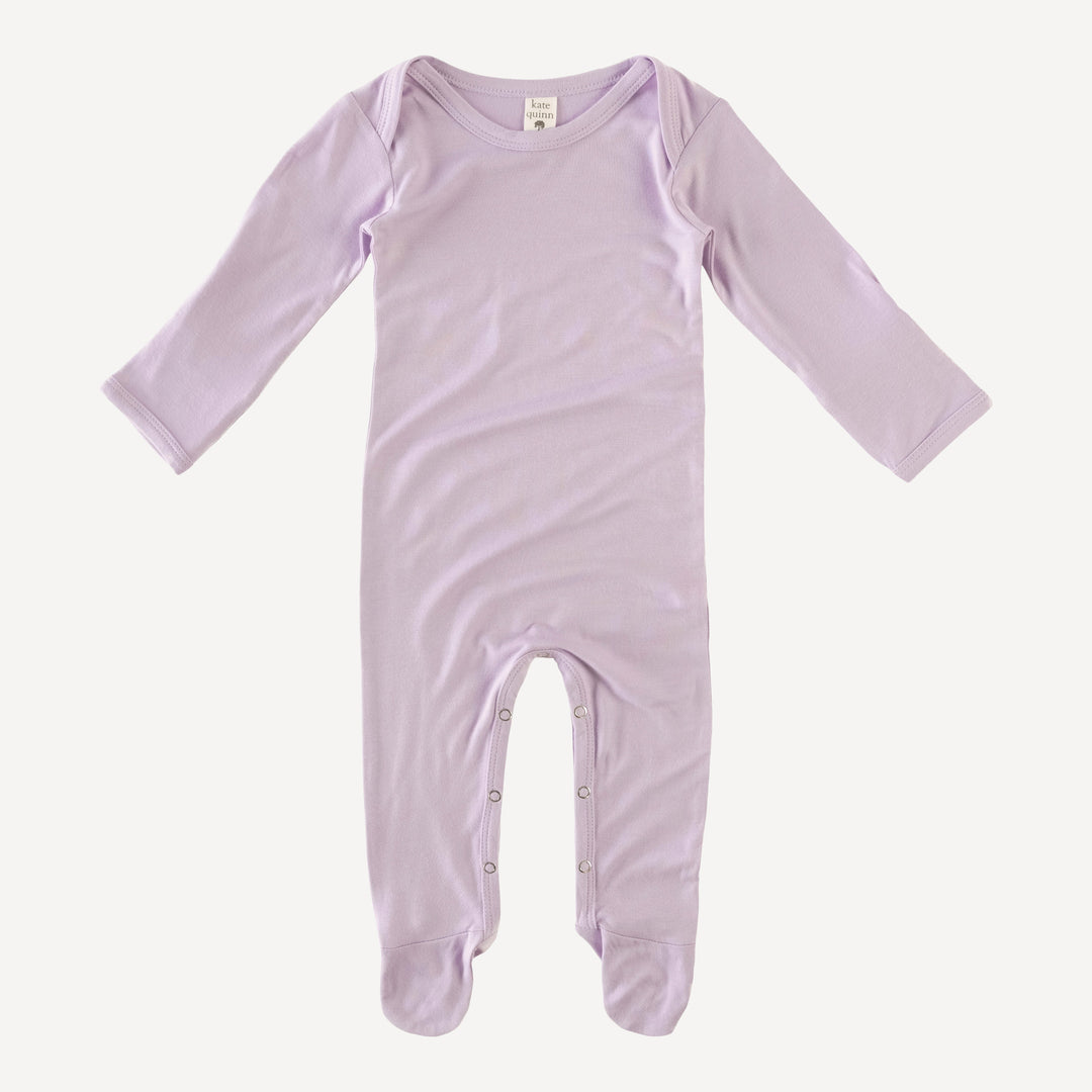 long sleeve lap neck footie | soft lilac | bamboo