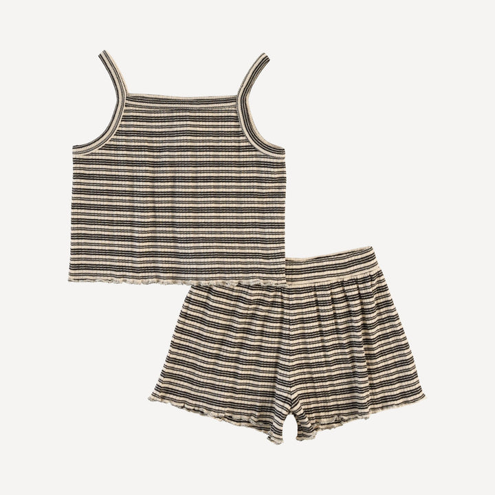 jade short set | black stripe | organic cotton multi rib