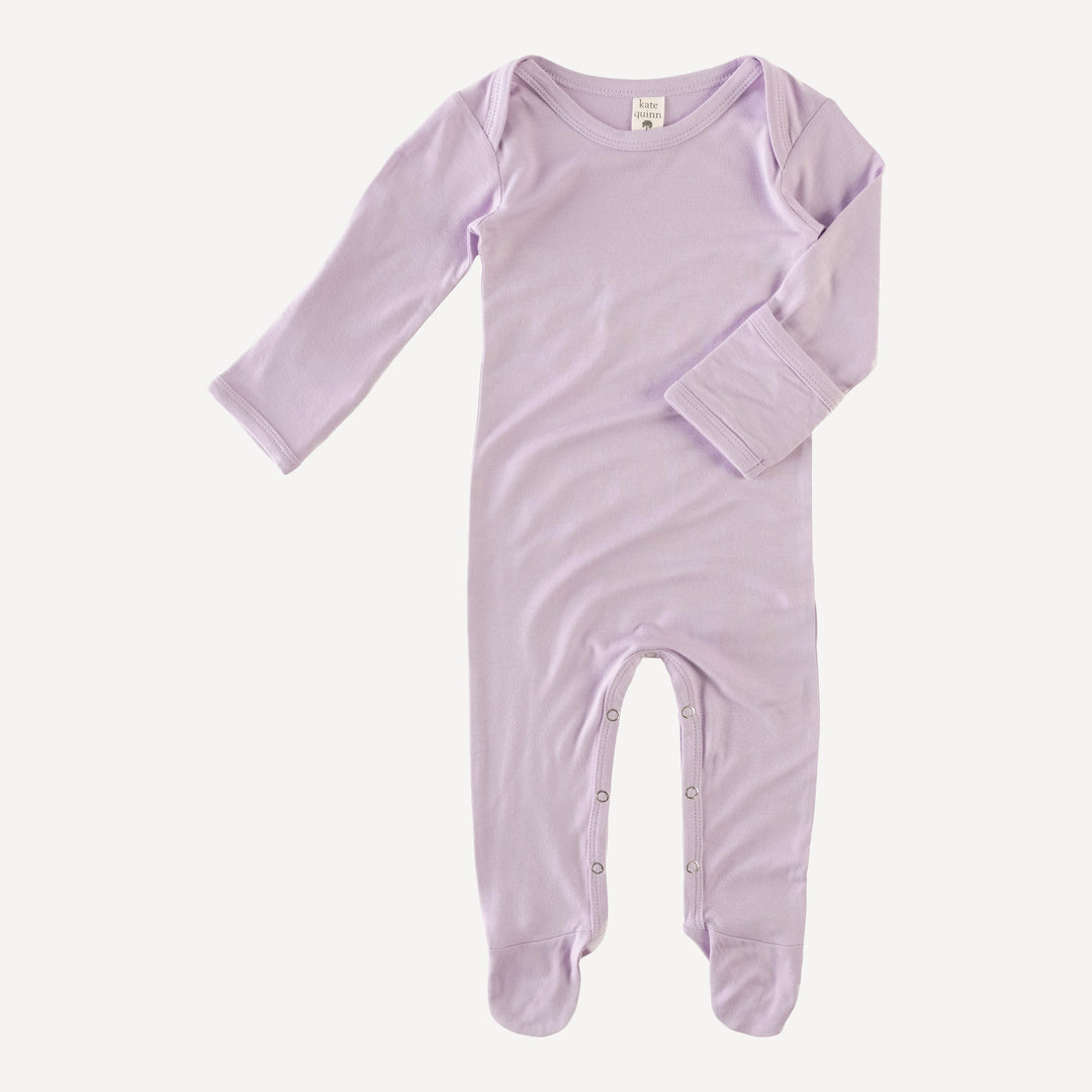 long sleeve lap neck footie | soft lilac | bamboo