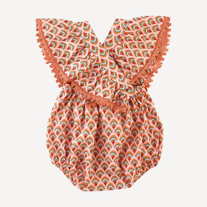 ruffle strap pintuck laced bubble | modern feather | organic cotton gauze