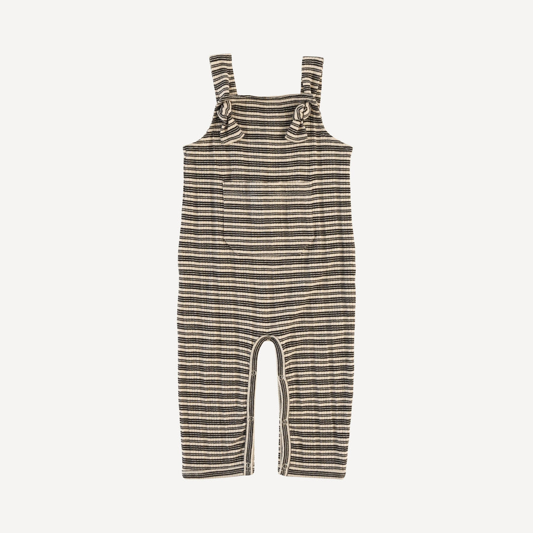 tie pocket overall jumpsuit | black stripe | organic cotton multi rib