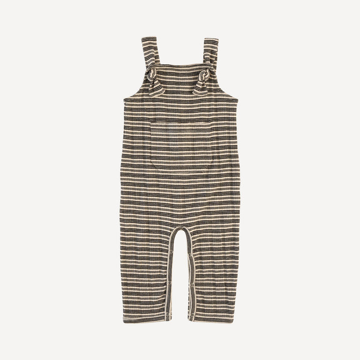 tie pocket overall jumpsuit | black stripe | organic cotton multi rib