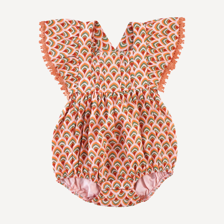 ruffle strap pintuck laced bubble | modern feather | organic cotton gauze