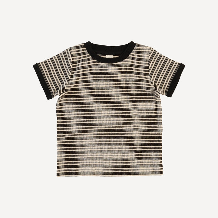 short sleeve ringer tee | black stripe | organic cotton multi rib