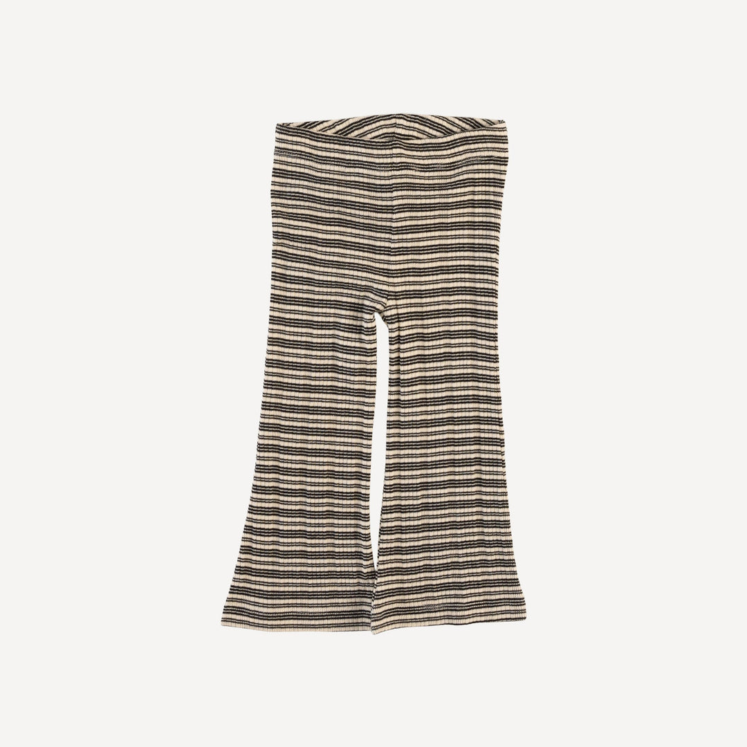 flare leg pant | black stripe | organic cotton multi rib