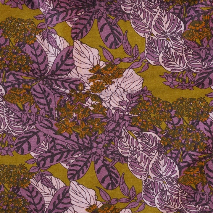 womens long sleeve gathered pocket henley top | purple goldilocks floral | bamboo
