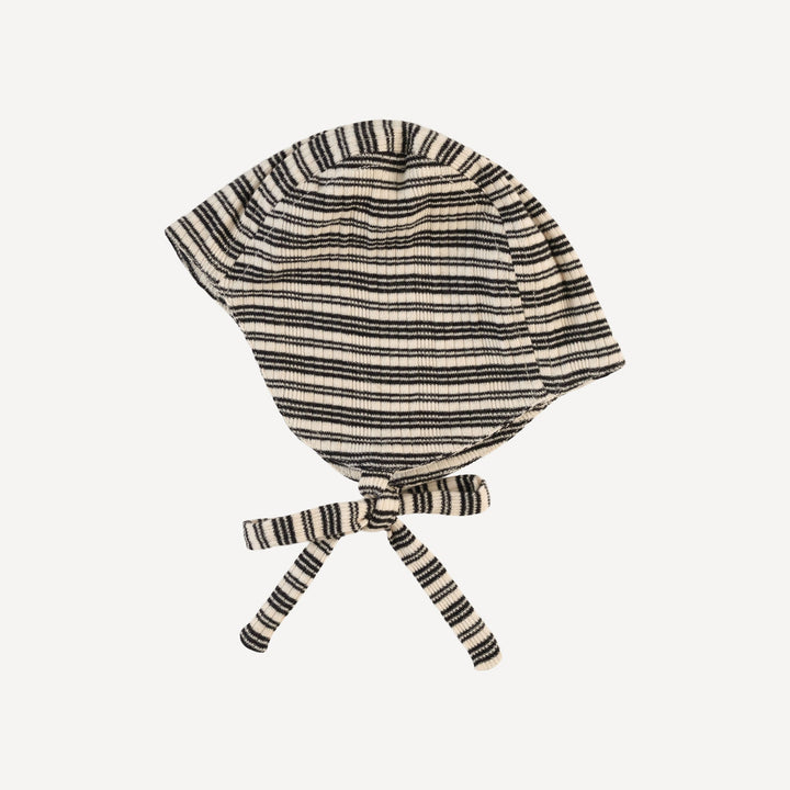 flight hat | black stripe | organic cotton multi rib
