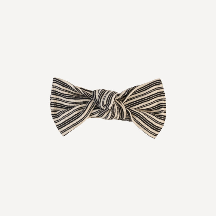 large bow elastic headband | black stripe | organic cotton multi rib