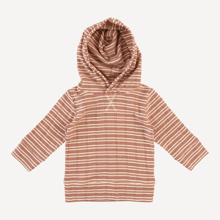long sleeve essential skinny hoodie | rust stripe | organic cotton multi rib