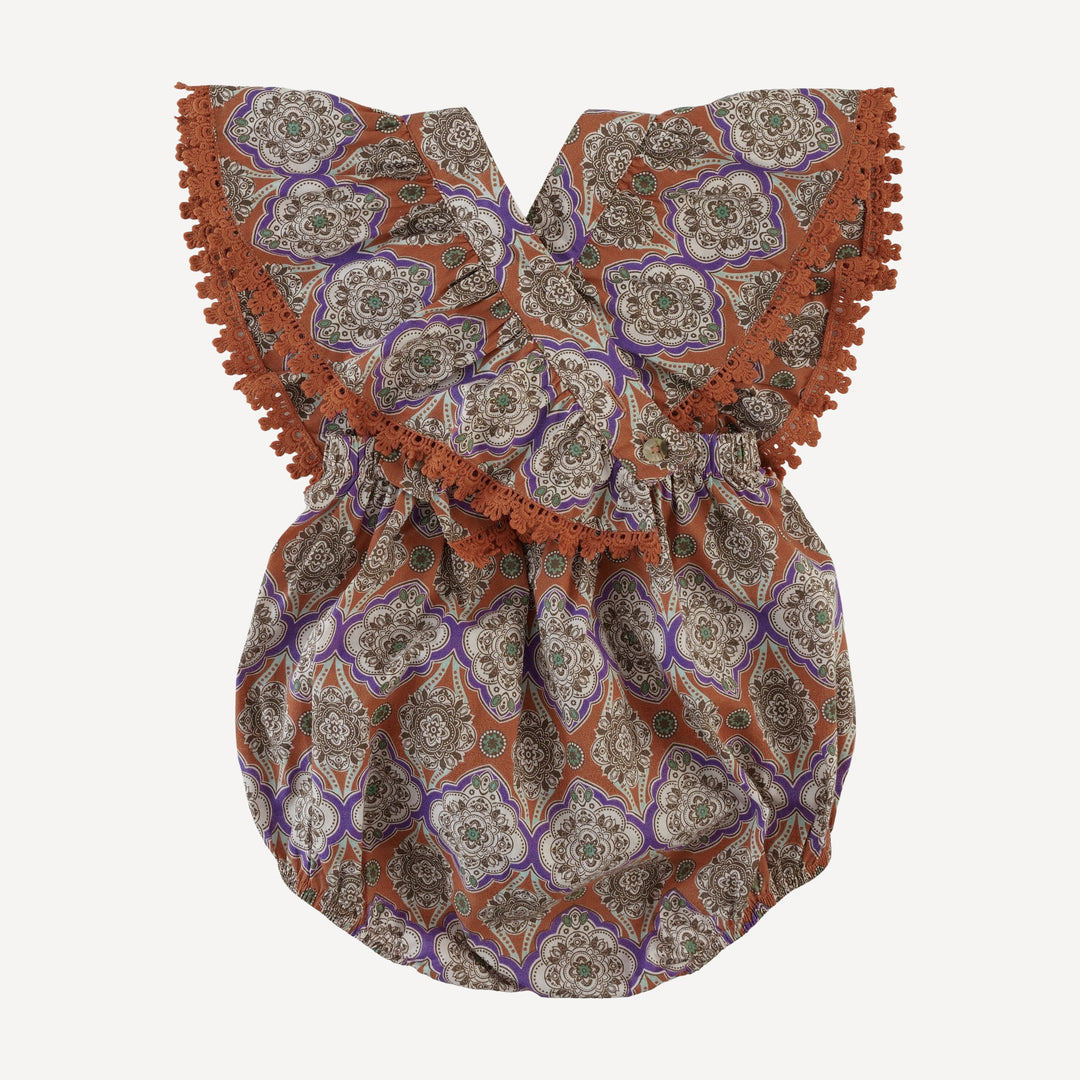 ruffle strap pintuck laced bubble | alice wallpaper | organic cotton woven