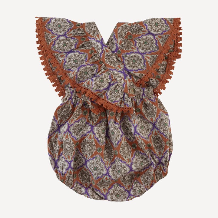 ruffle strap pintuck laced bubble | alice wallpaper | organic cotton woven