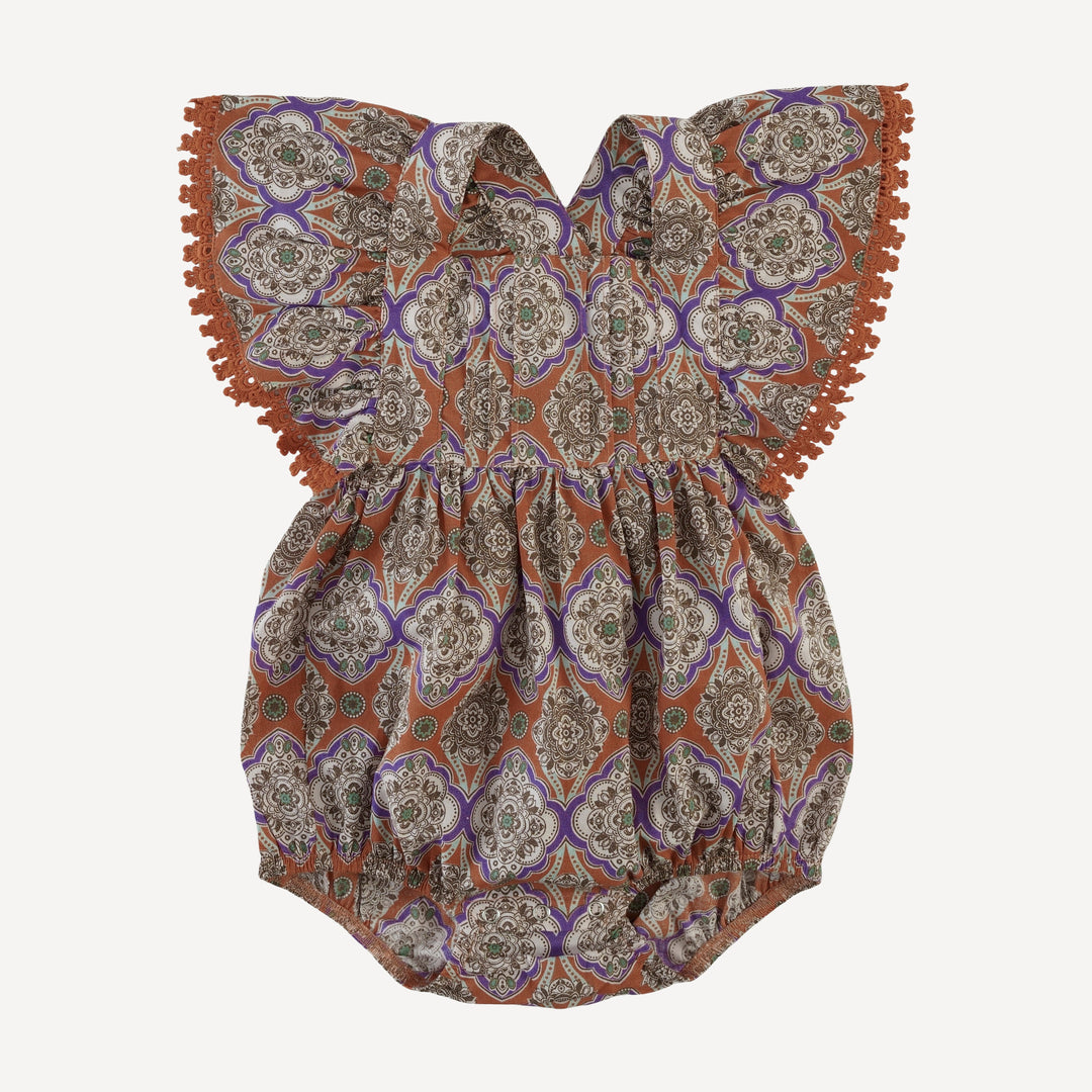 ruffle strap pintuck laced bubble | alice wallpaper | organic cotton woven