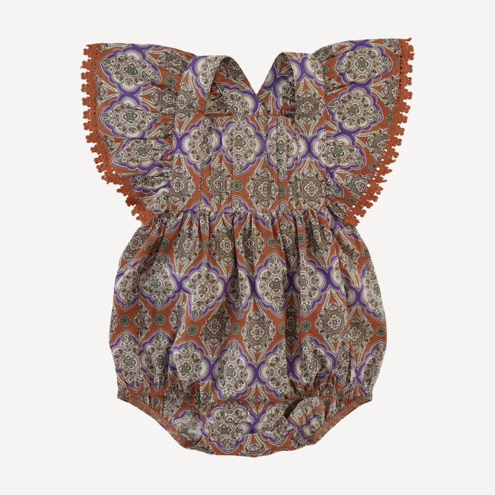 ruffle strap pintuck laced bubble | alice wallpaper | organic cotton woven