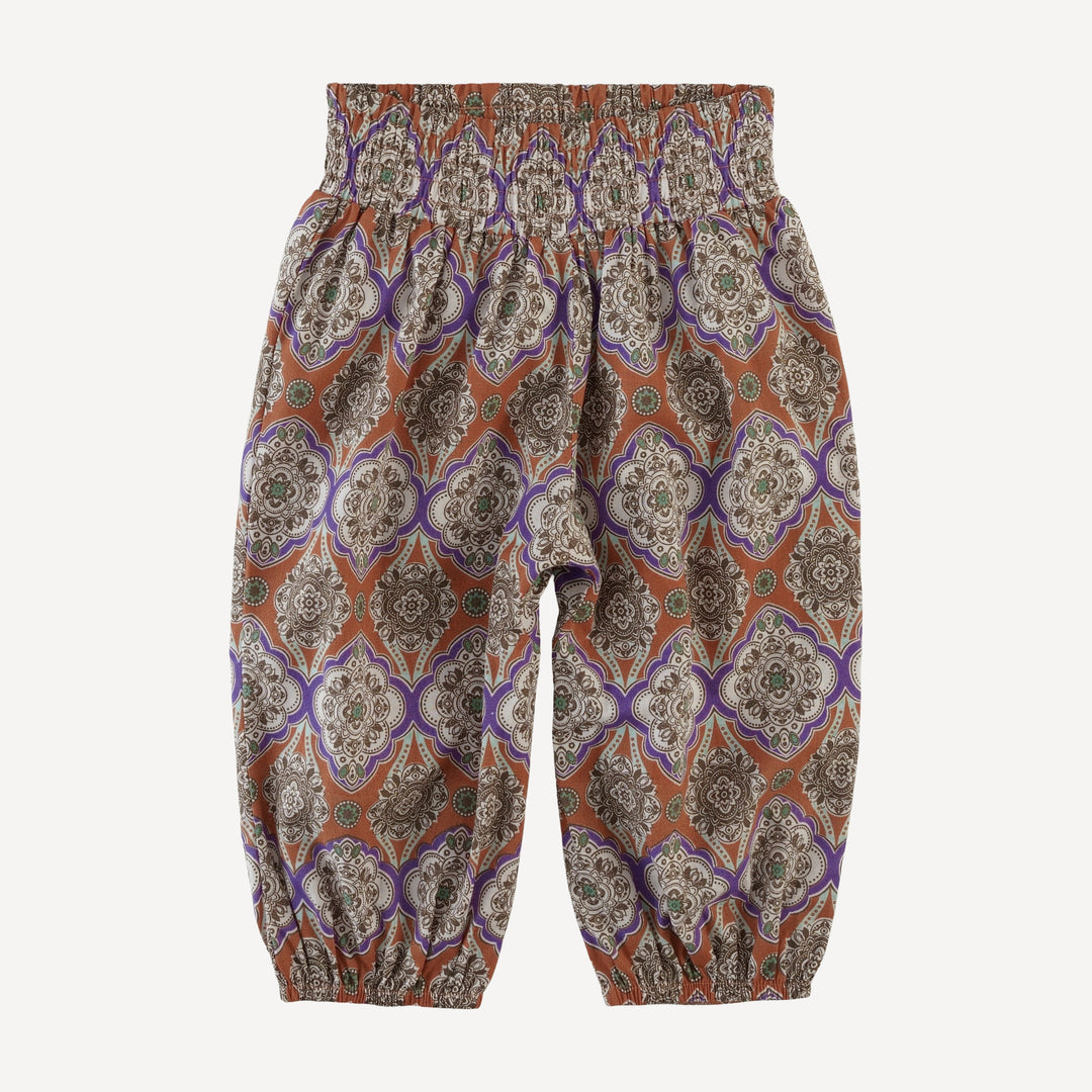 smocked gathered pant | alice wallpaper | organic cotton woven