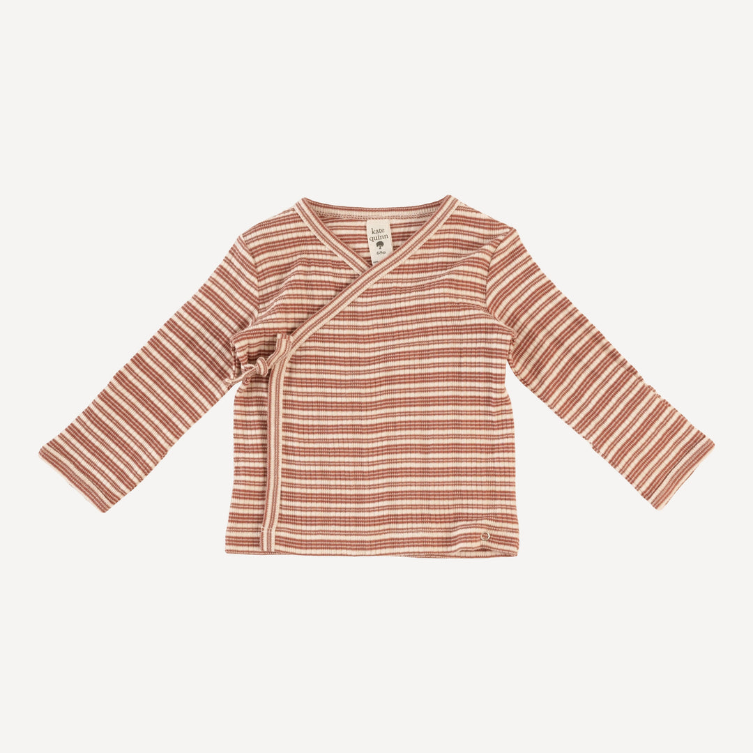wrap layette set | rust stripe | organic cotton multi rib