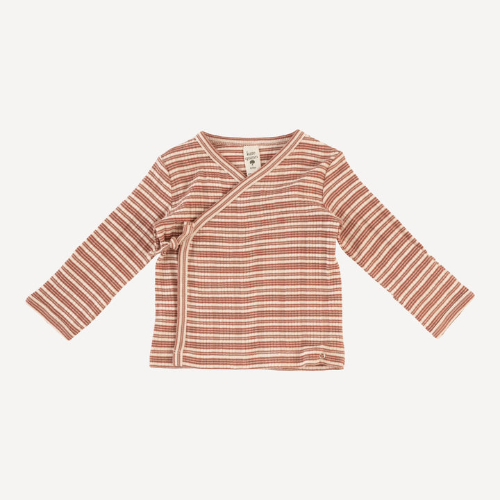 wrap layette set | rust stripe | organic cotton multi rib