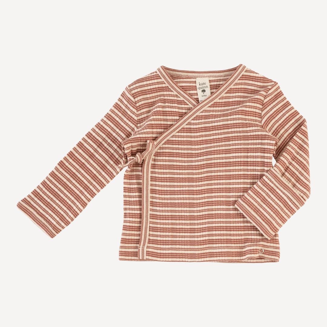 wrap layette set | rust stripe | organic cotton multi rib