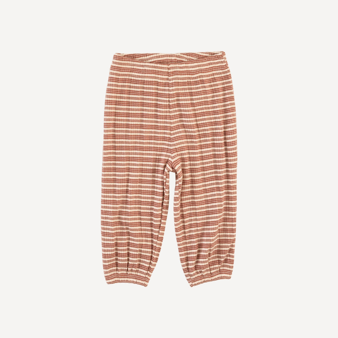 long sleeve relaxed jogger set | rust stripe | organic cotton multi rib