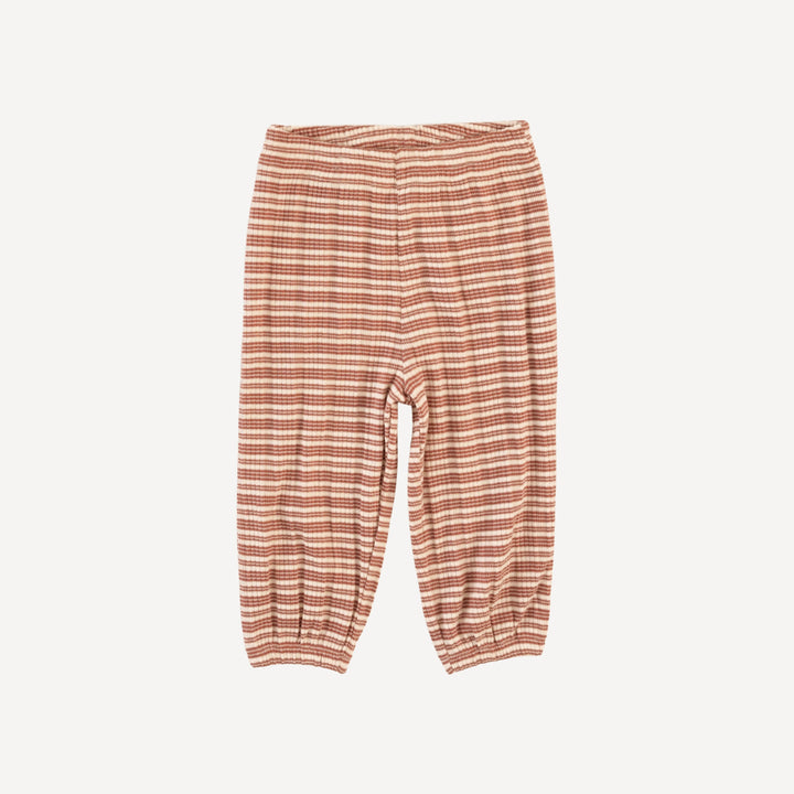 long sleeve relaxed jogger set | rust stripe | organic cotton multi rib