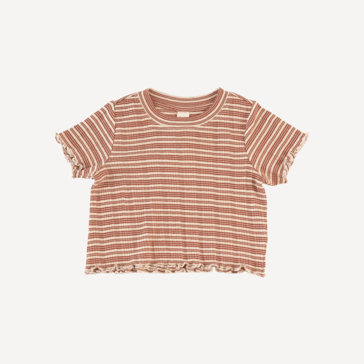 short sleeve jade set | rust stripe | organic cotton multi rib