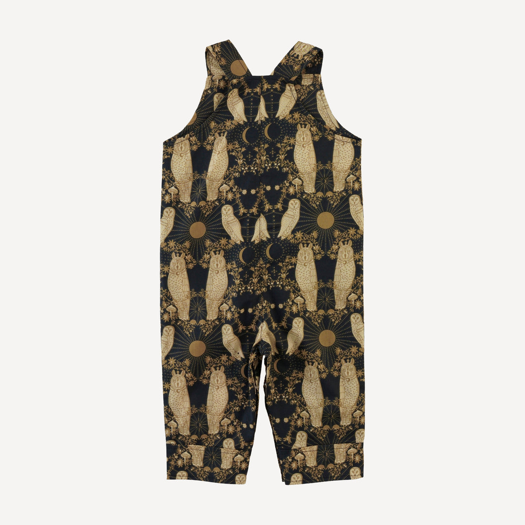 button pocket overall | mystical owl | organic cotton woven