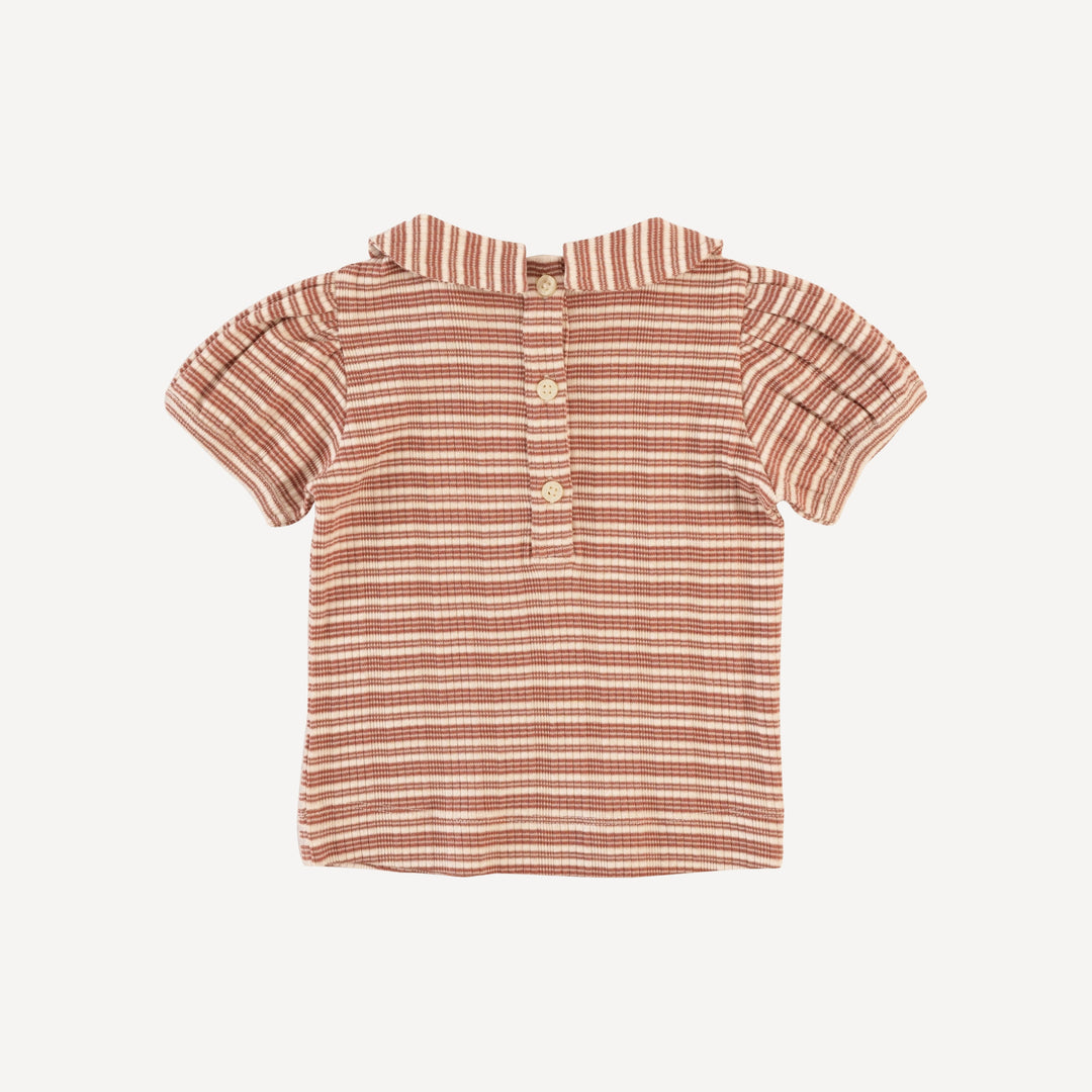 short sleeve peter pan top | rust stripe | organic cotton multi rib