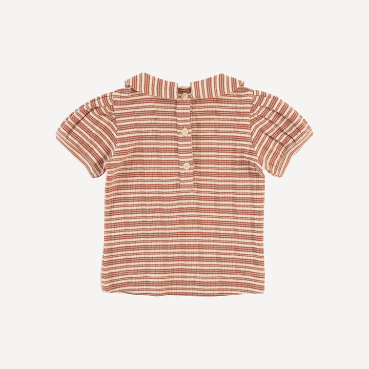 short sleeve peter pan top | rust stripe | organic cotton multi rib