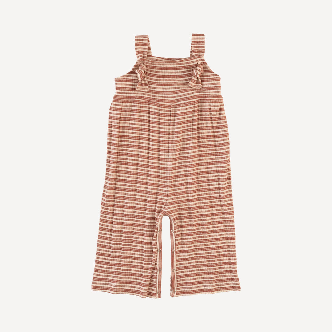 tie overall gaucho jumpsuit | rust stripe | organic cotton multi rib