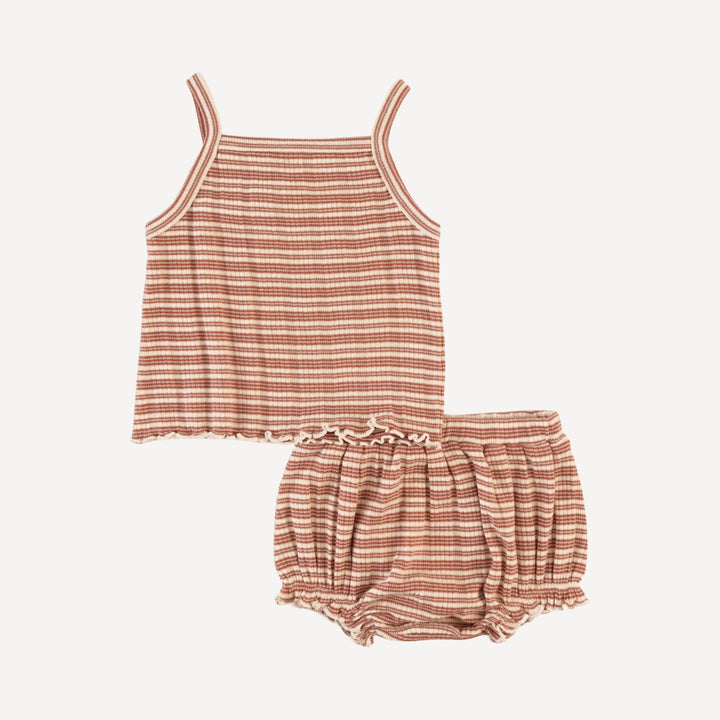 lettuce spaghetti tank + bloomer set | rust stripe | organic cotton multi rib