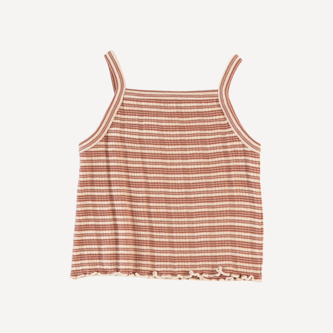 lettuce spaghetti tank + bloomer set | rust stripe | organic cotton multi rib