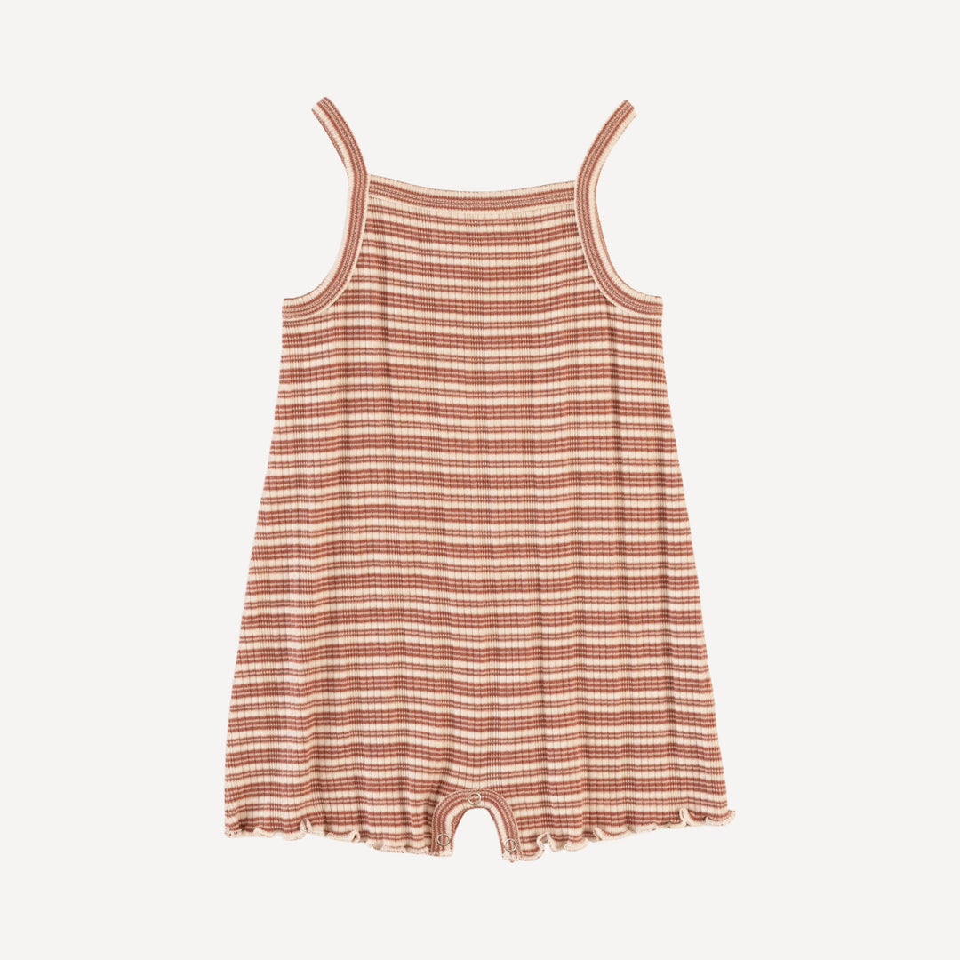 spaghetti strap lettuce shortie | rust stripe | organic cotton multi rib