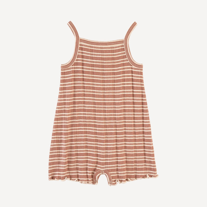 spaghetti strap lettuce shortie | rust stripe | organic cotton multi rib