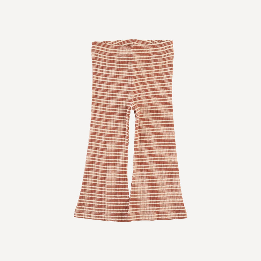 flare leg pant | rust stripe | organic cotton multi rib