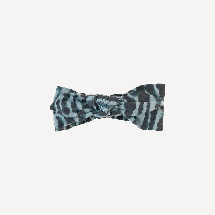 knot top elastic headband | blue water drops | bamboo