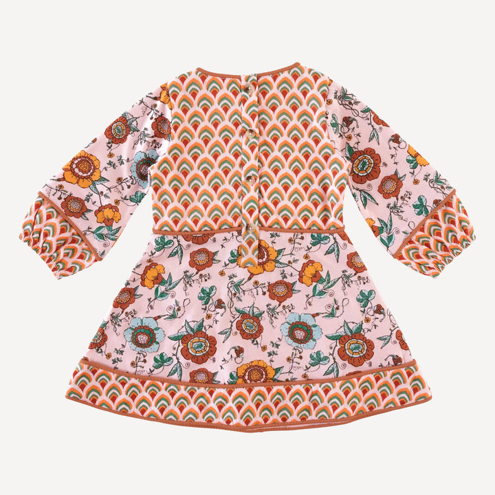 long sleeve boho dress | chinoiserie floral | organic cotton jersey