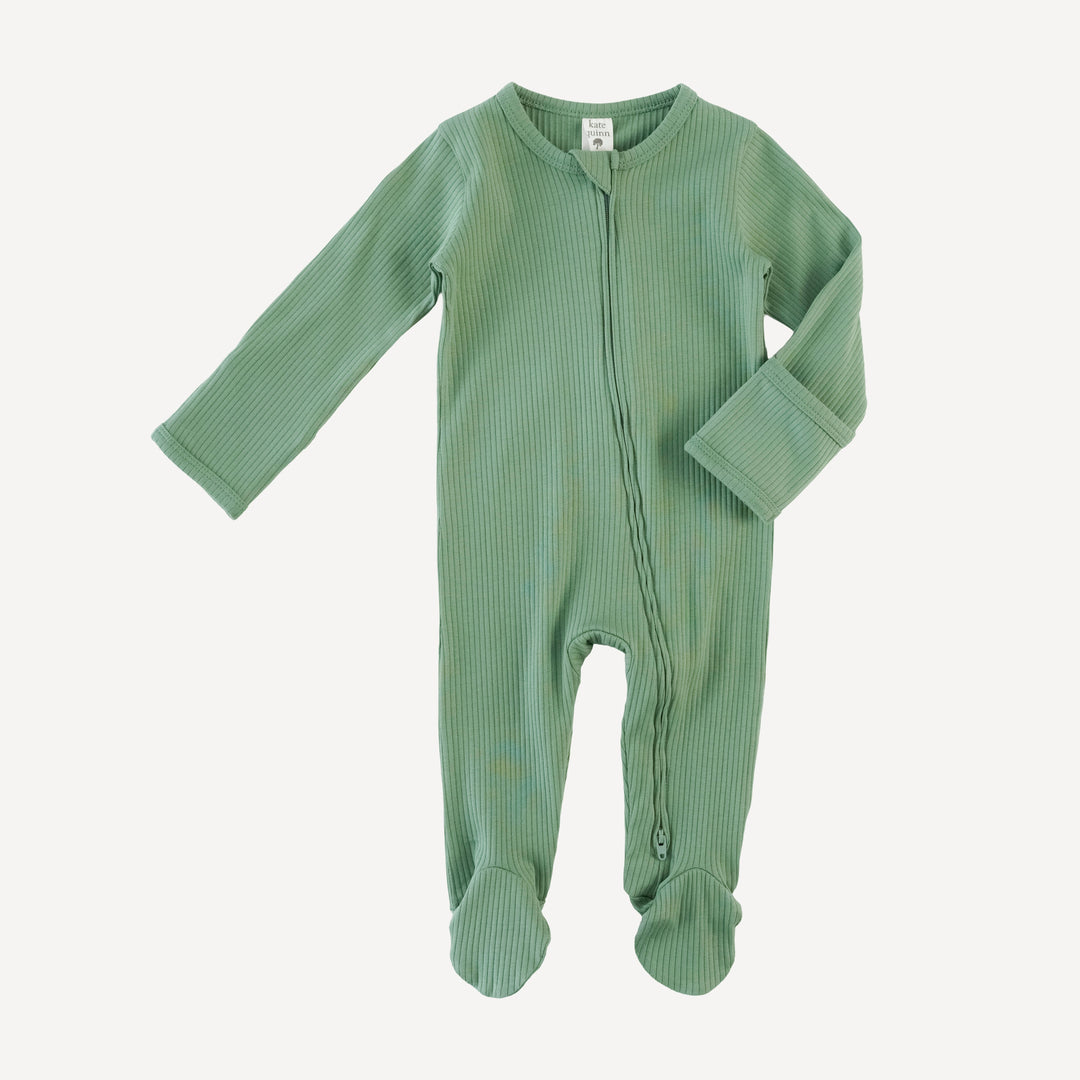 long sleeve two way zipper footie | hedge | organic cotton single rib