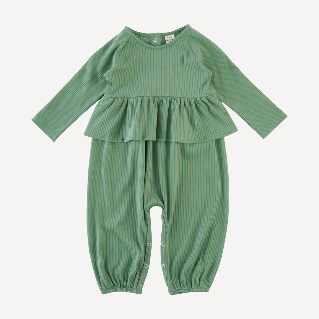 long sleeve ruffle romper | hedge | organic cotton single rib