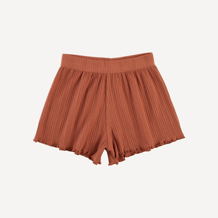 jade short set | rust | organic cotton multi rib