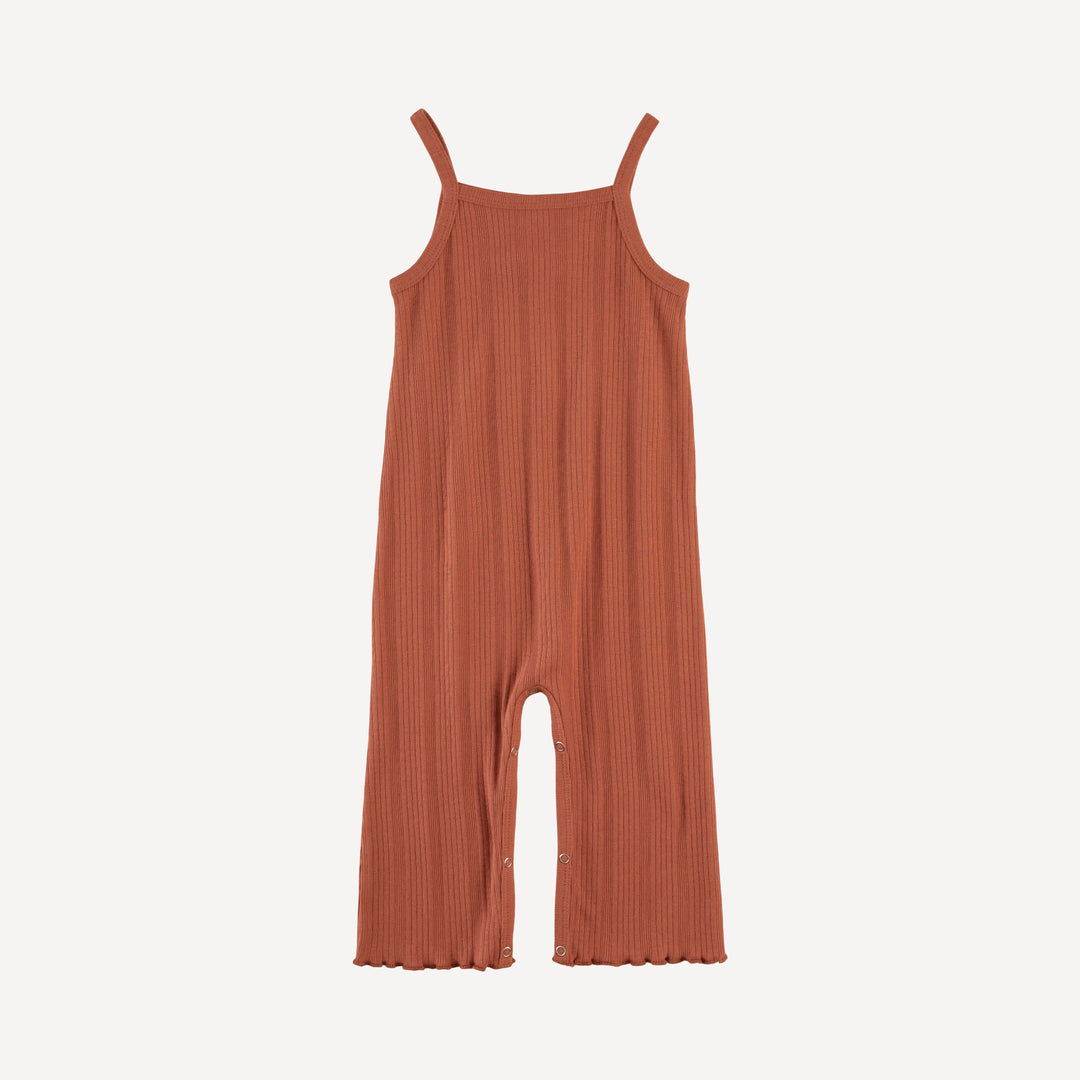 lettuce tank romper | rust | organic cotton multi rib