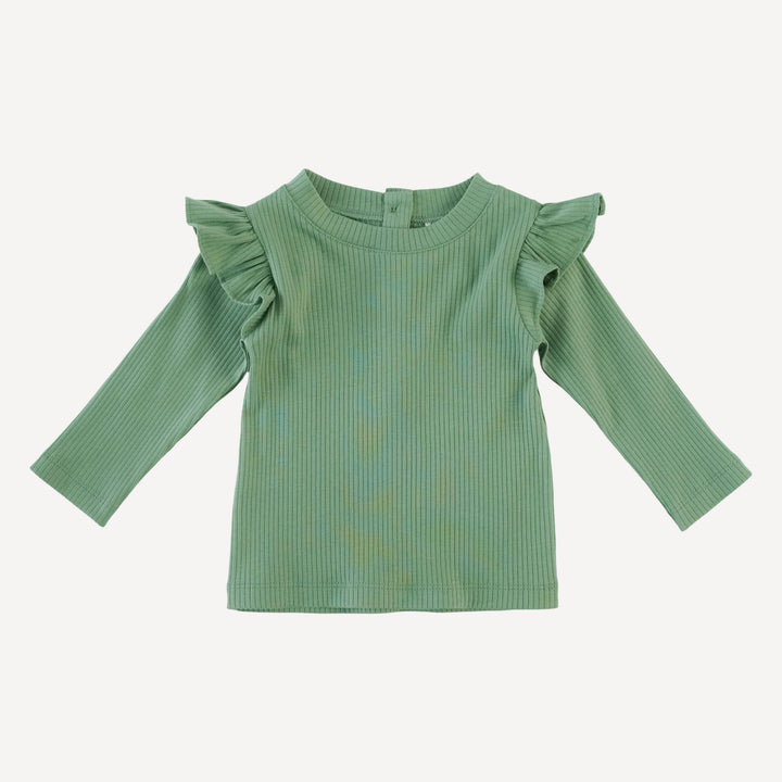 long sleeve ruffle shoulder top | hedge | organic cotton single rib